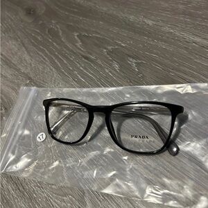 Prada Eyeglasses Frames Only, VPR 08V 1AB-1O1, 53-19-145, Black/Gray, Italy